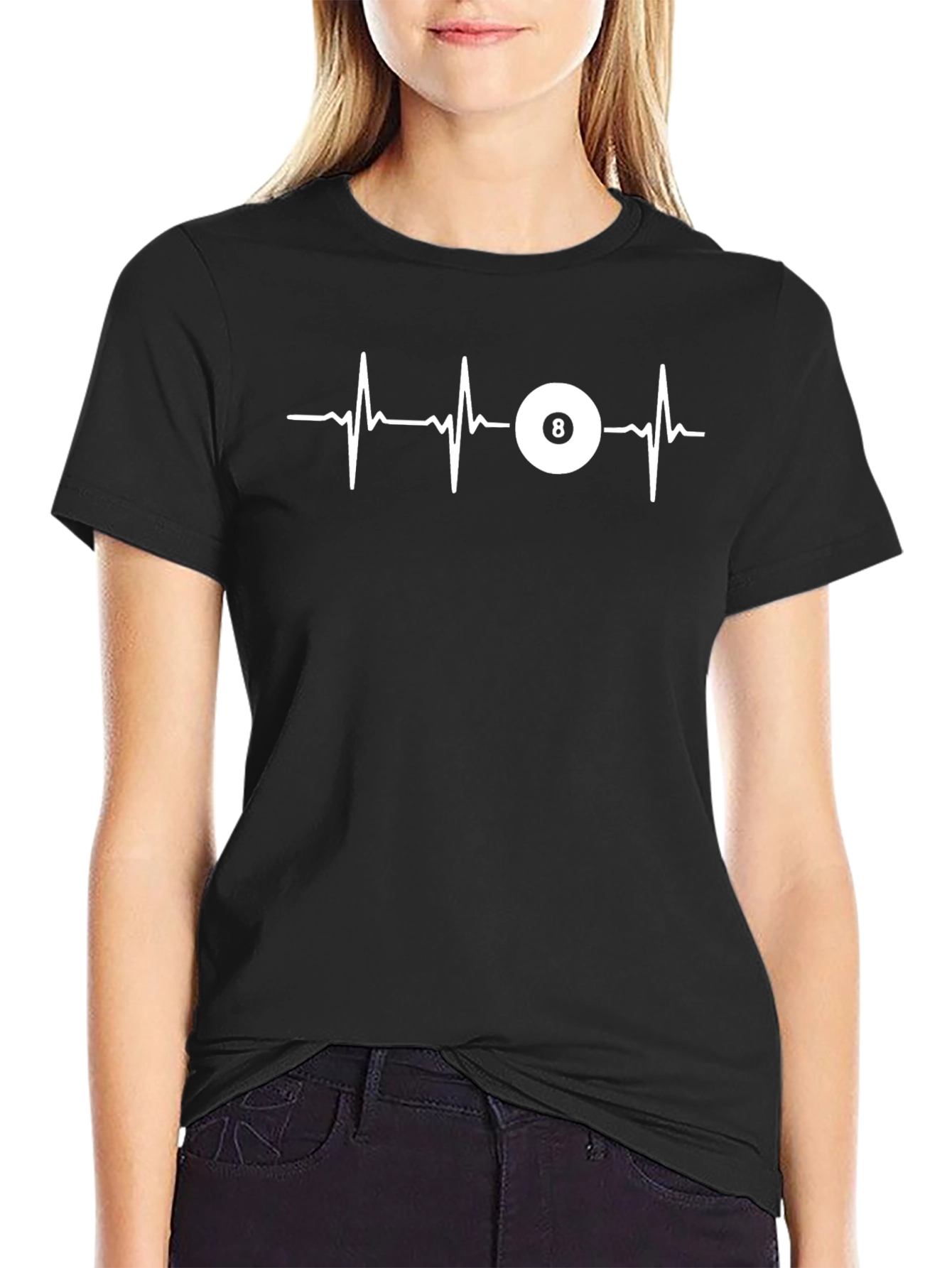 8 Ball Heartbeat Graphic T-Shirt - Black