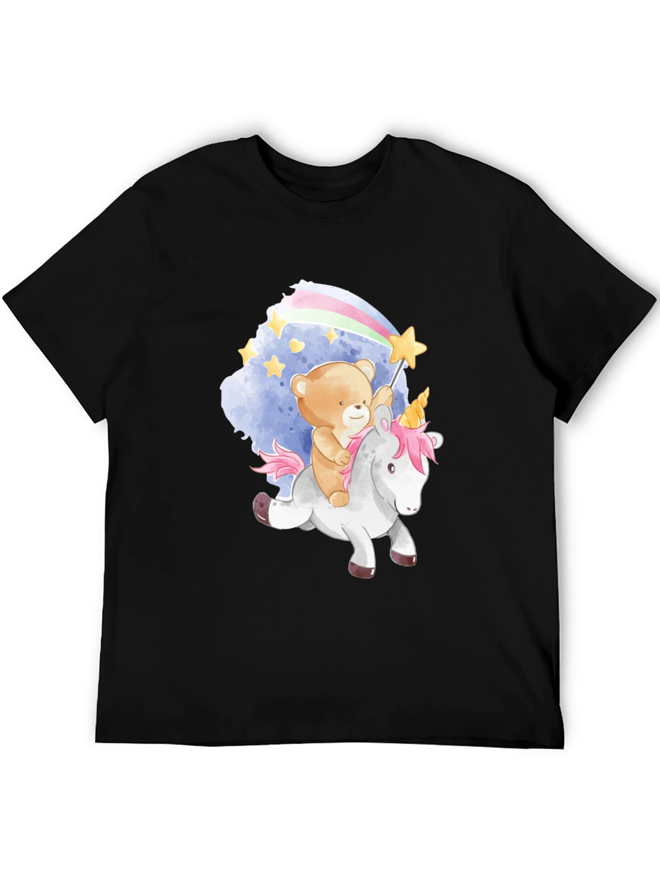Teddy Bear Riding Unicorn Graphic T-Shirt