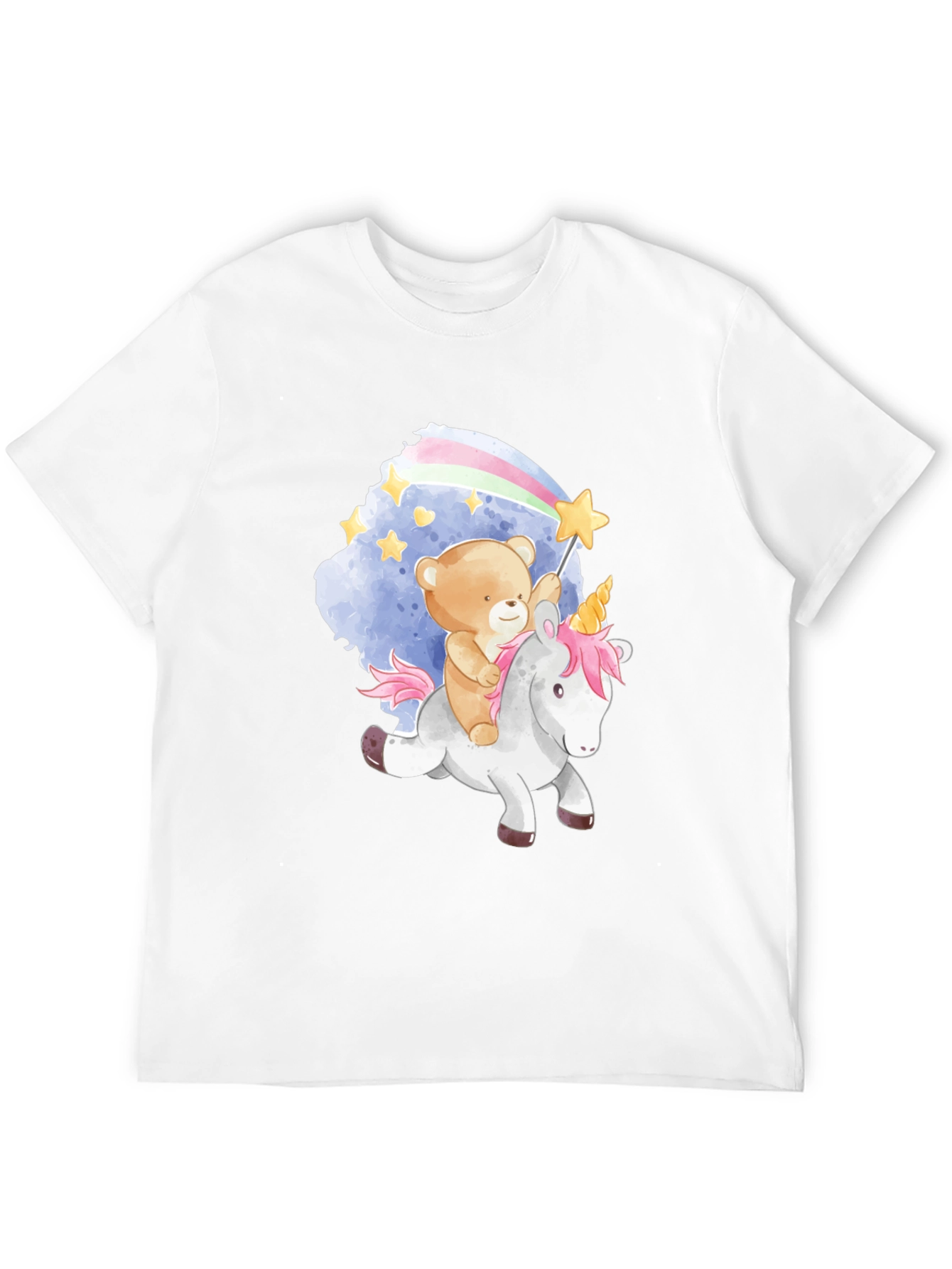 Teddy Bear Riding Unicorn Graphic T-Shirt