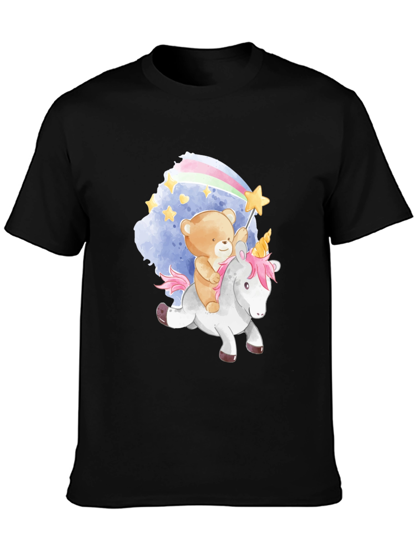 Teddy Bear Riding Unicorn Graphic T-Shirt