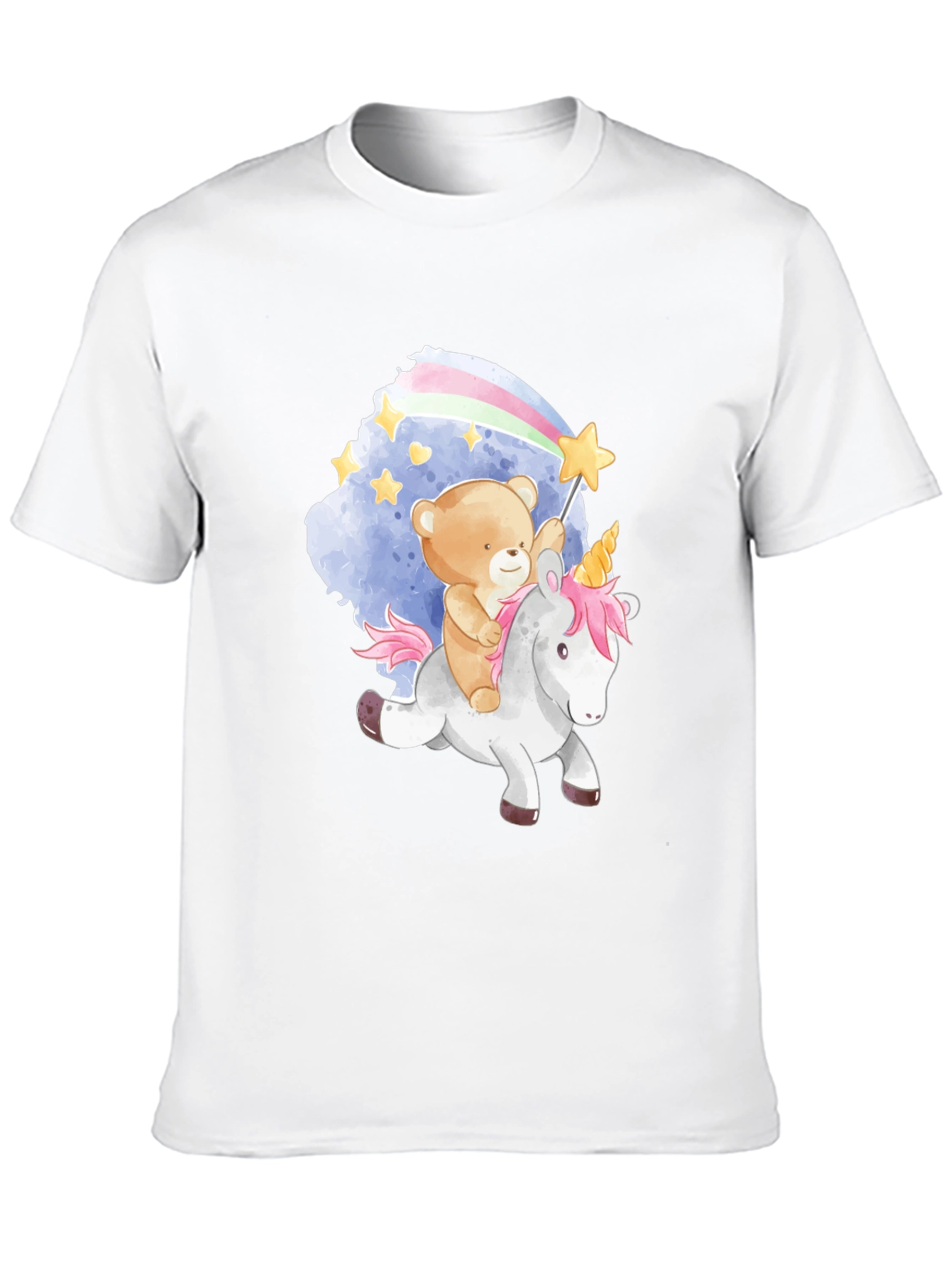 Teddy Bear Riding Unicorn Graphic T-Shirt