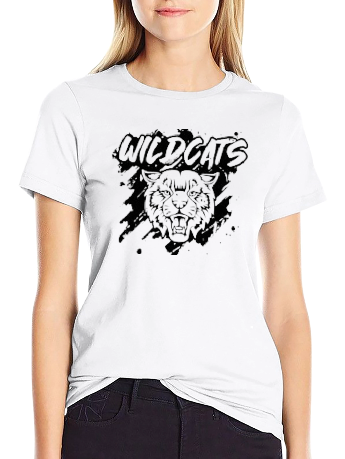 Black Wildcats Graphic Print Mens T-Shirt
