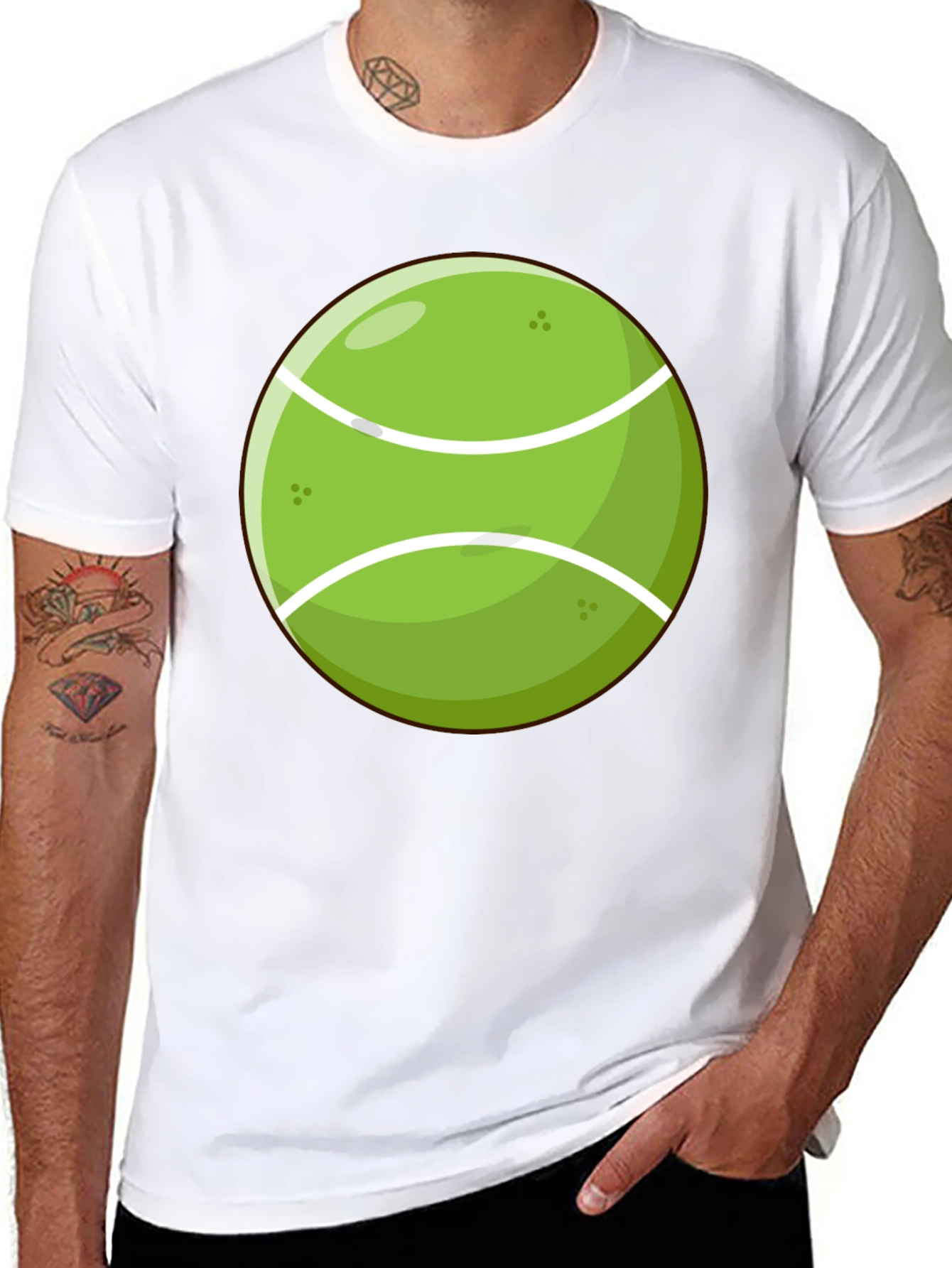 Tennis Ball Graphic Tee - Black Cotton Shirt