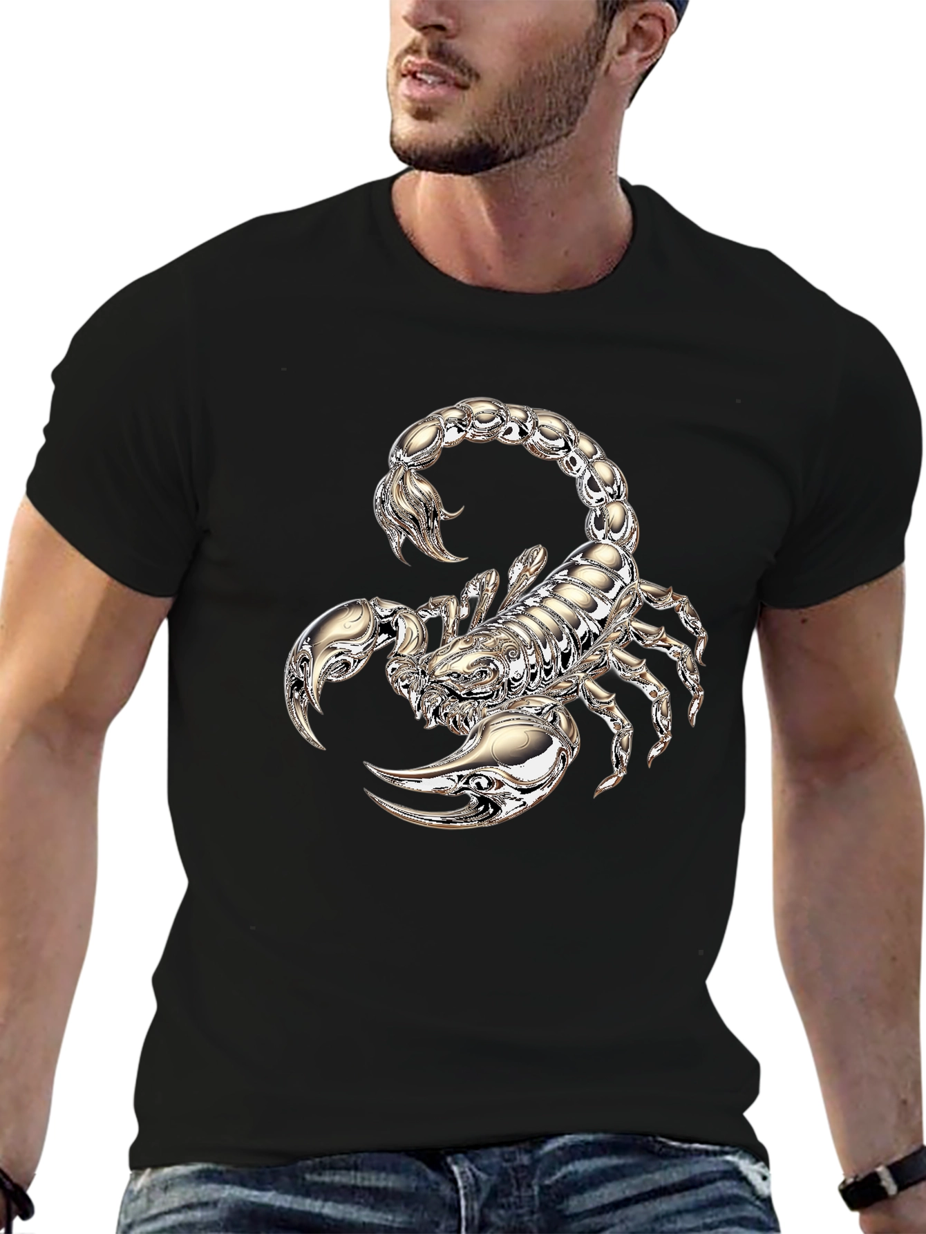 Scorpion Graphic Print T-Shirt - Black