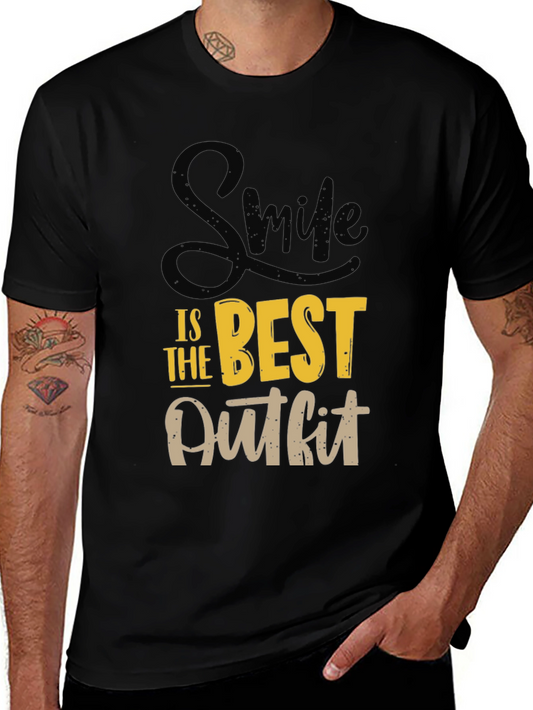 Smile is the Best Outfit Graphic Tee - Black Cotton