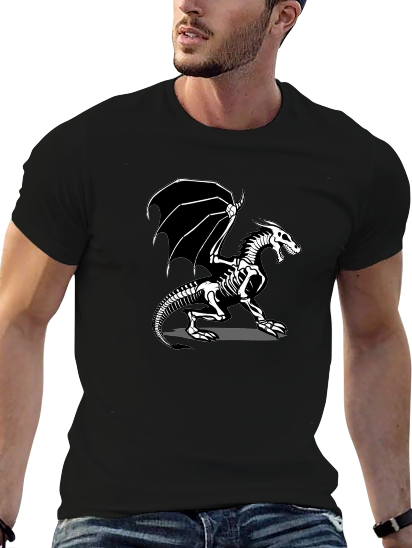 Skeleton Dragon T-Shirt - Black Graphic Tee