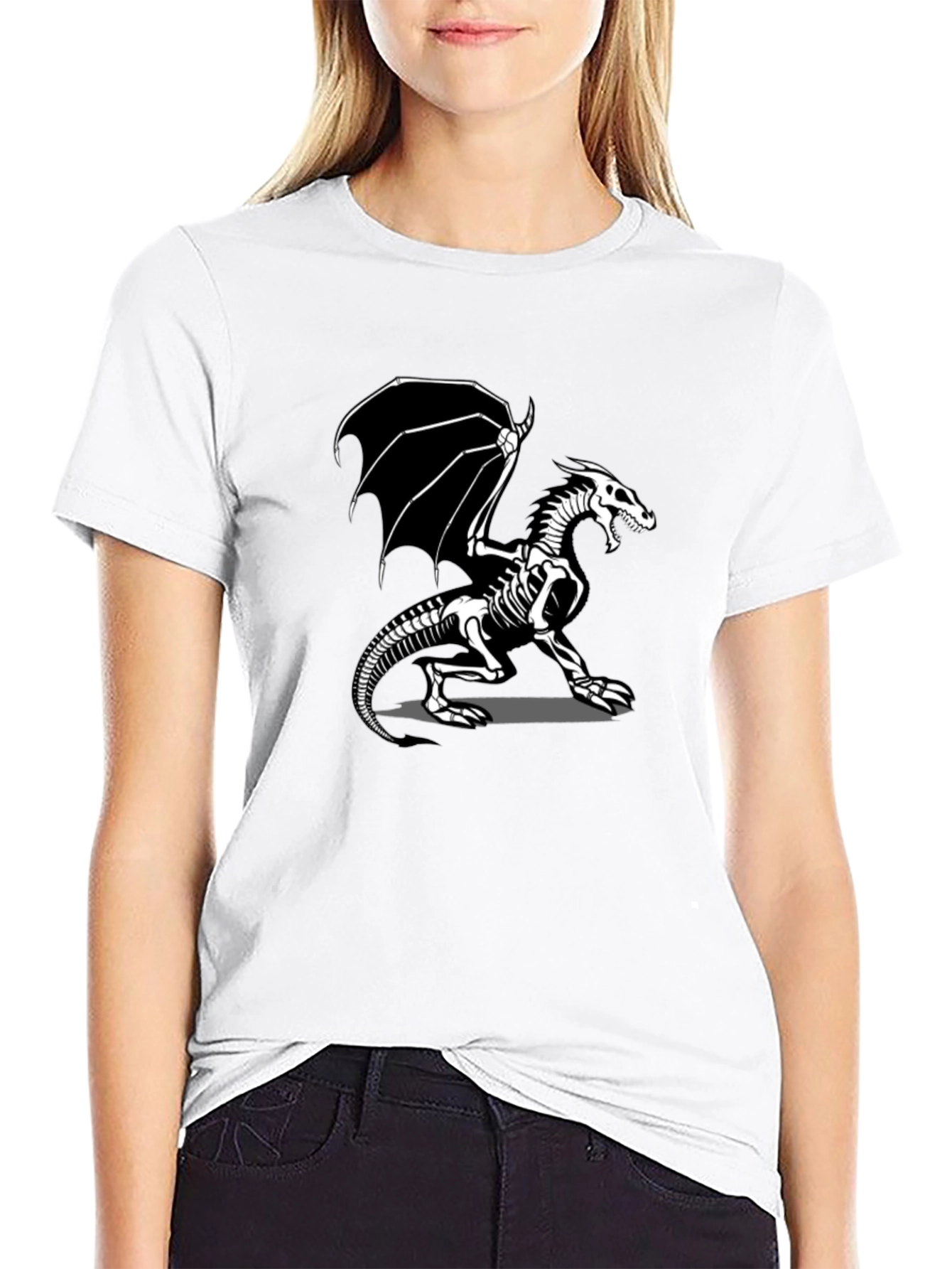 Skeleton Dragon T-Shirt - Black Graphic Tee