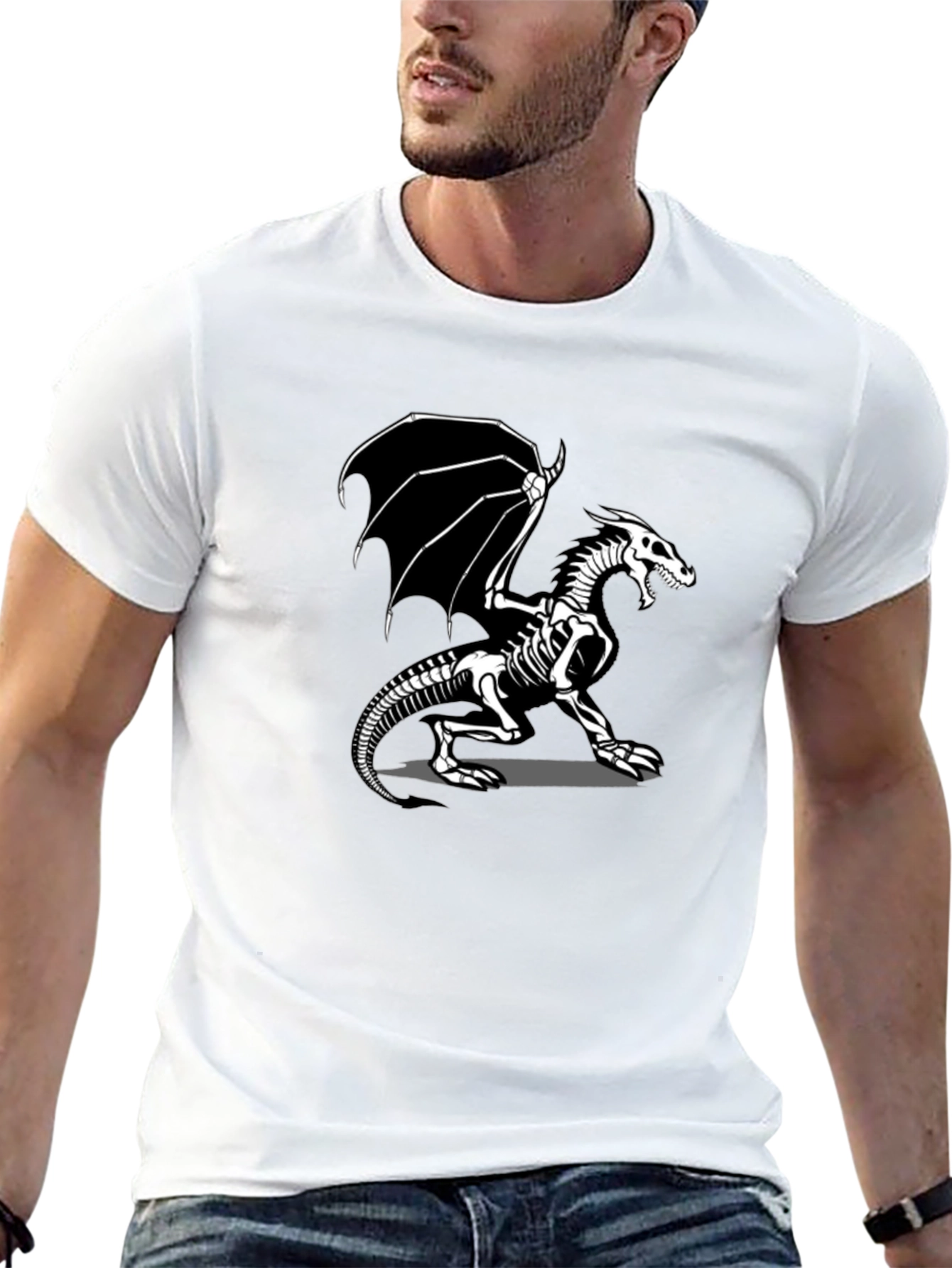Skeleton Dragon T-Shirt - Black Graphic Tee