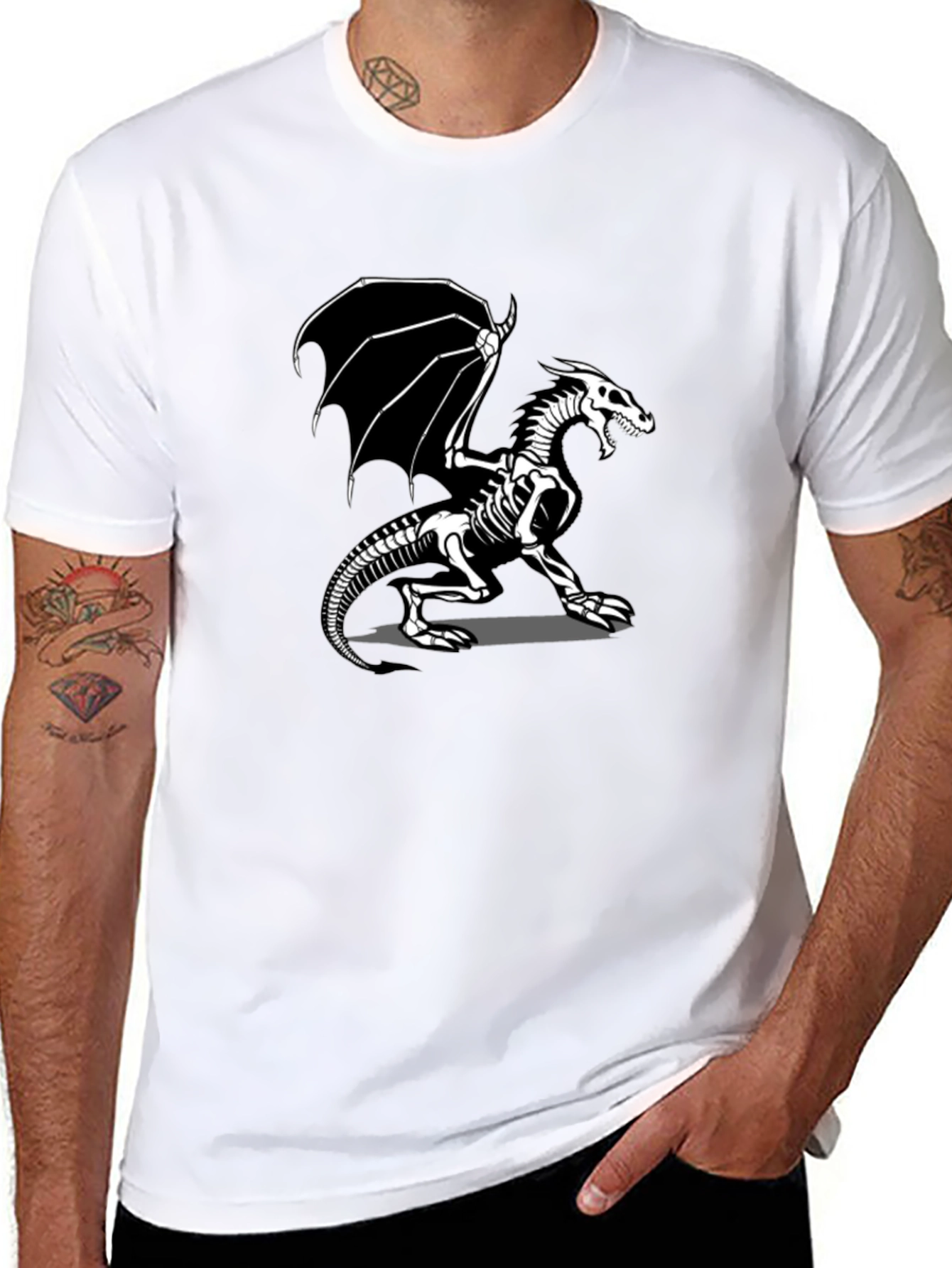 Skeleton Dragon T-Shirt - Black Graphic Tee