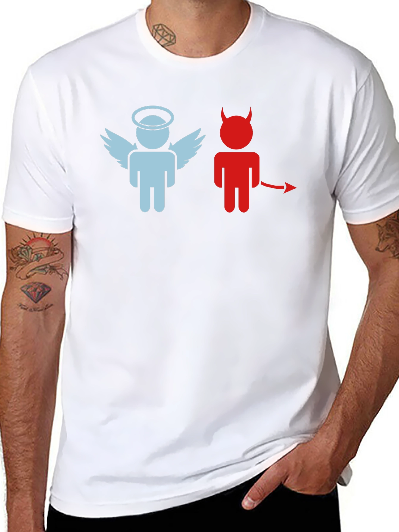 Angel and Devil Graphic T-Shirt - Black