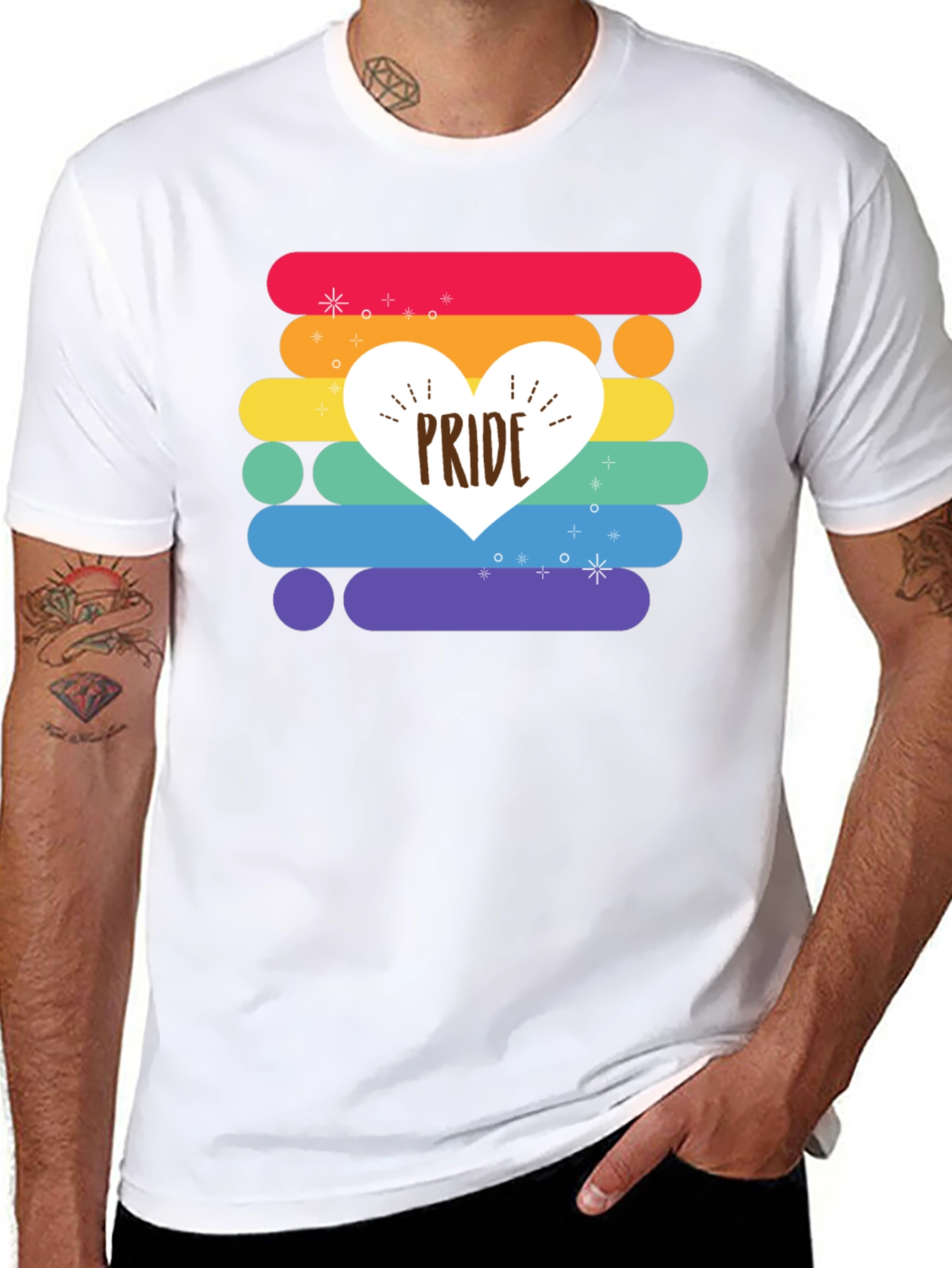 Pride Heart Rainbow Striped T-Shirt