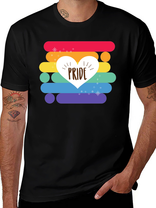 Pride Heart Rainbow Striped T-Shirt