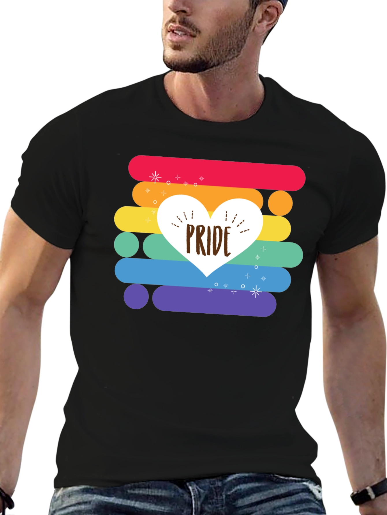 Pride Heart Rainbow Striped T-Shirt