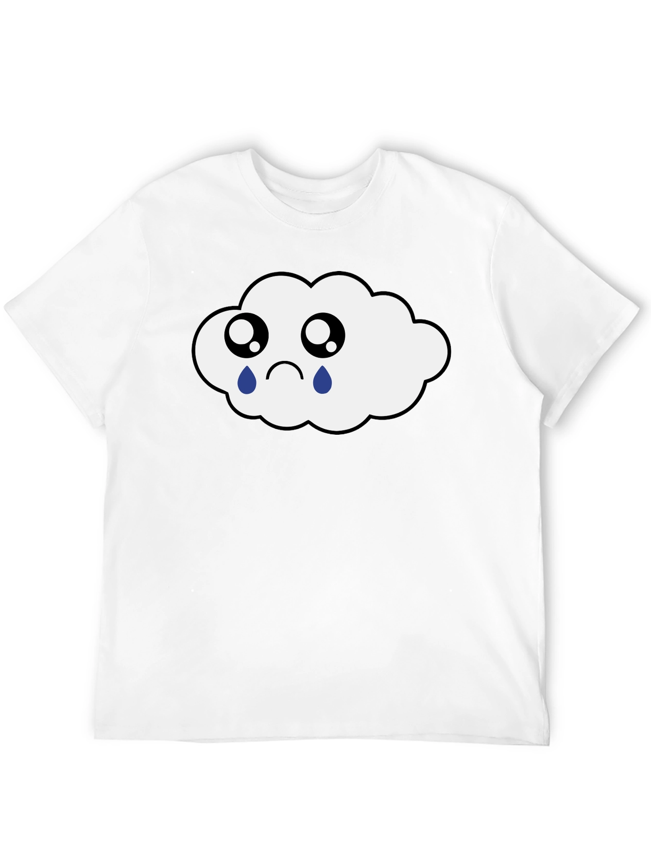 Sad Cloud Graphic Tee - Black Cotton T-Shirt