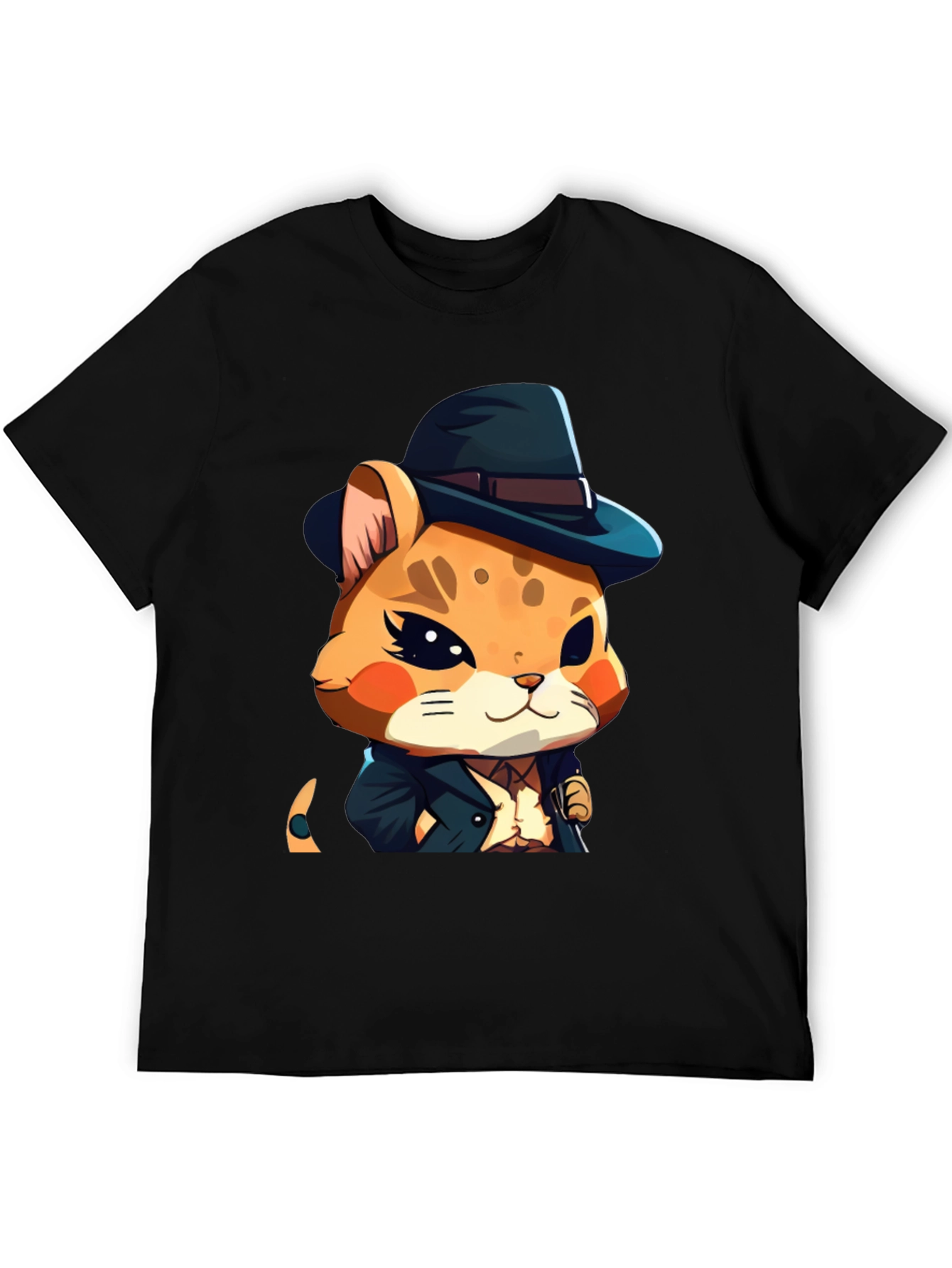 Dapper Hamster Cartoon Graphic Tee - Black
