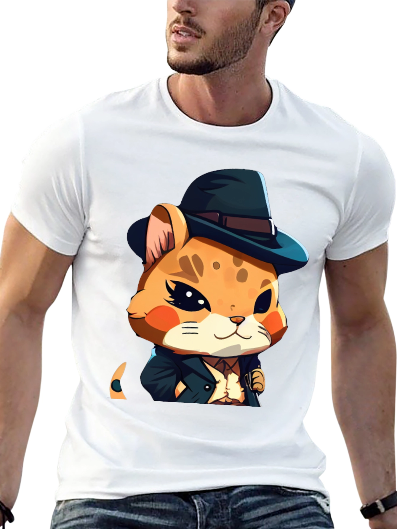 Dapper Hamster Cartoon Graphic Tee - Black