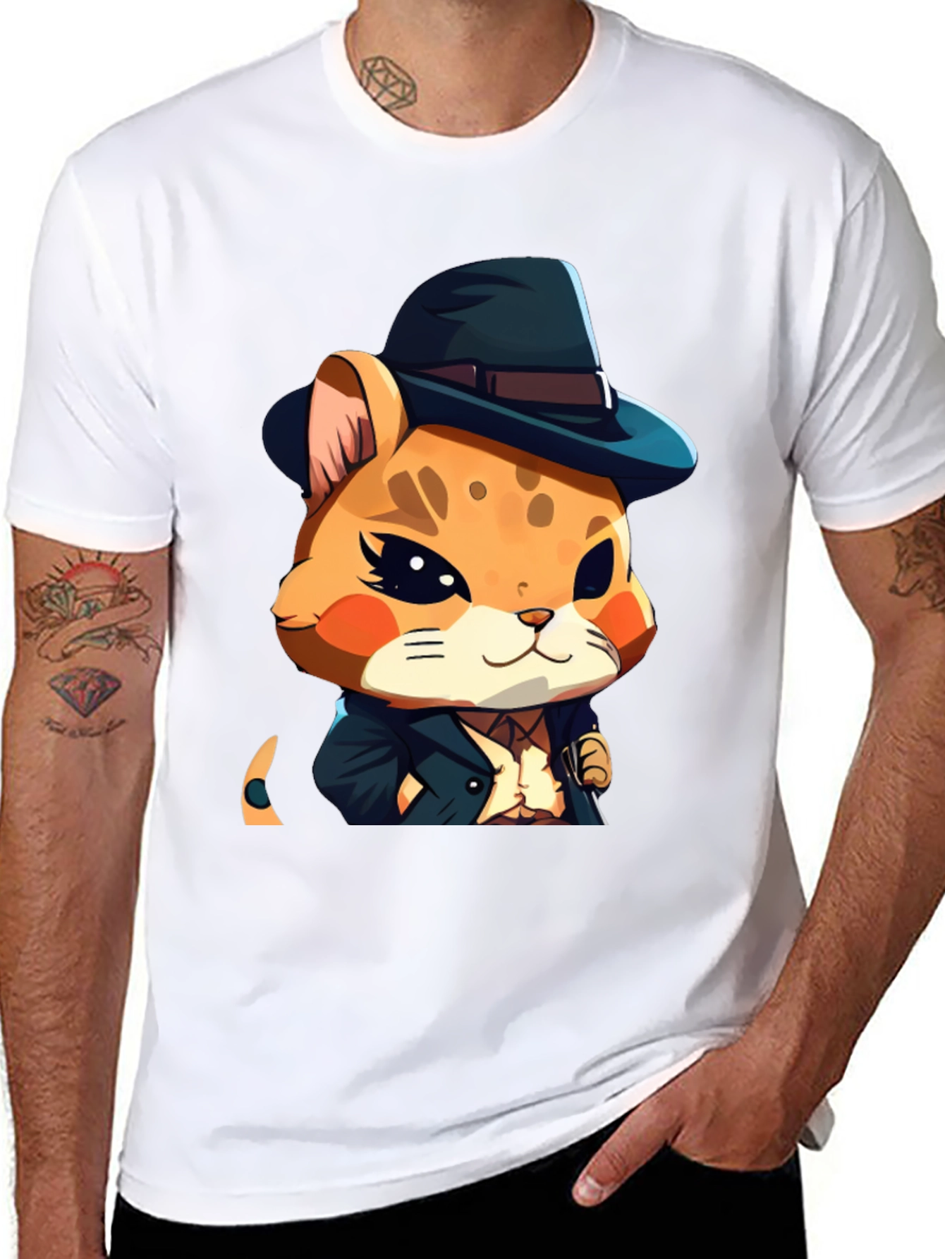 Dapper Hamster Cartoon Graphic Tee - Black