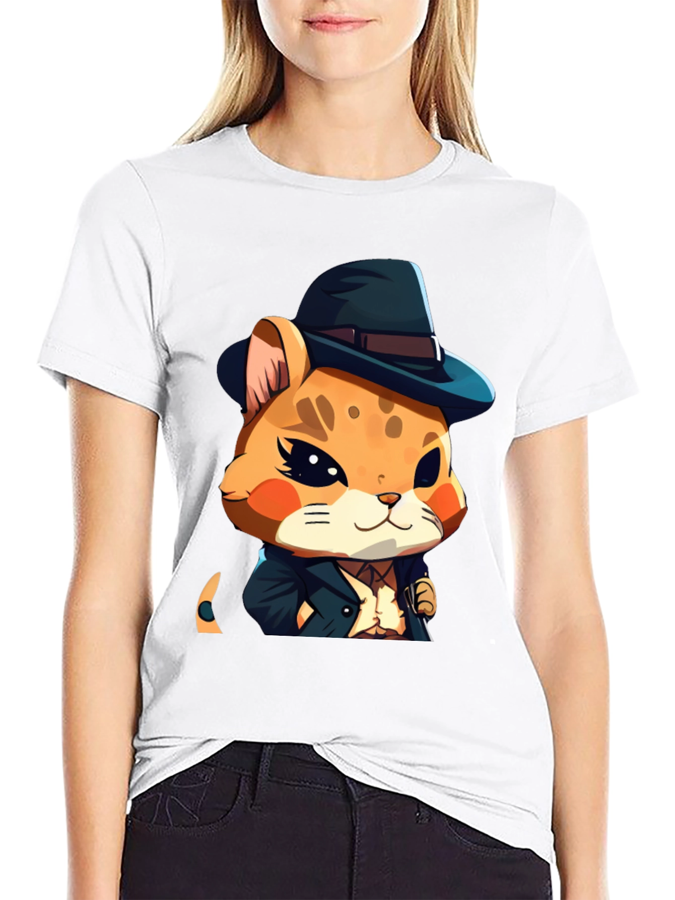 Dapper Hamster Cartoon Graphic Tee - Black