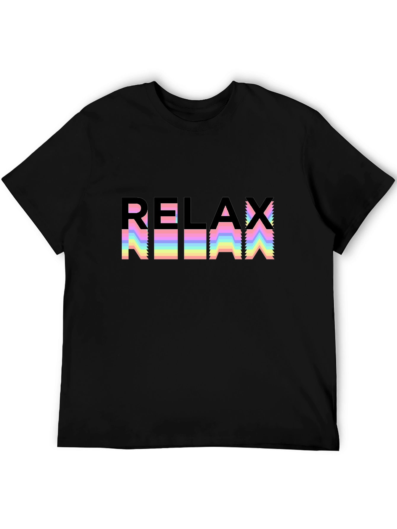 Relax Rainbow Graphic Black T-Shirt