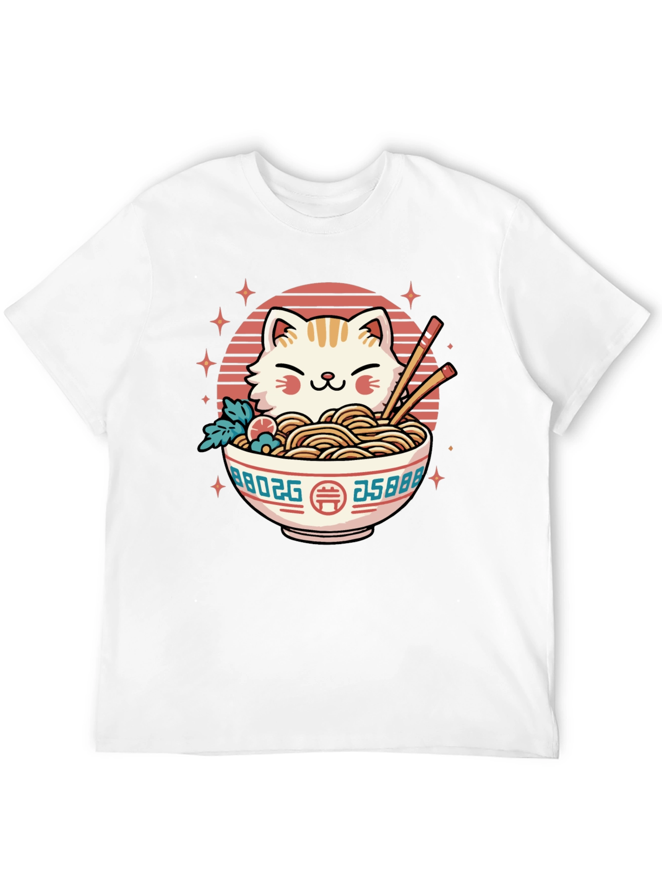 Cat Ramen Bowl Black T-Shirt
