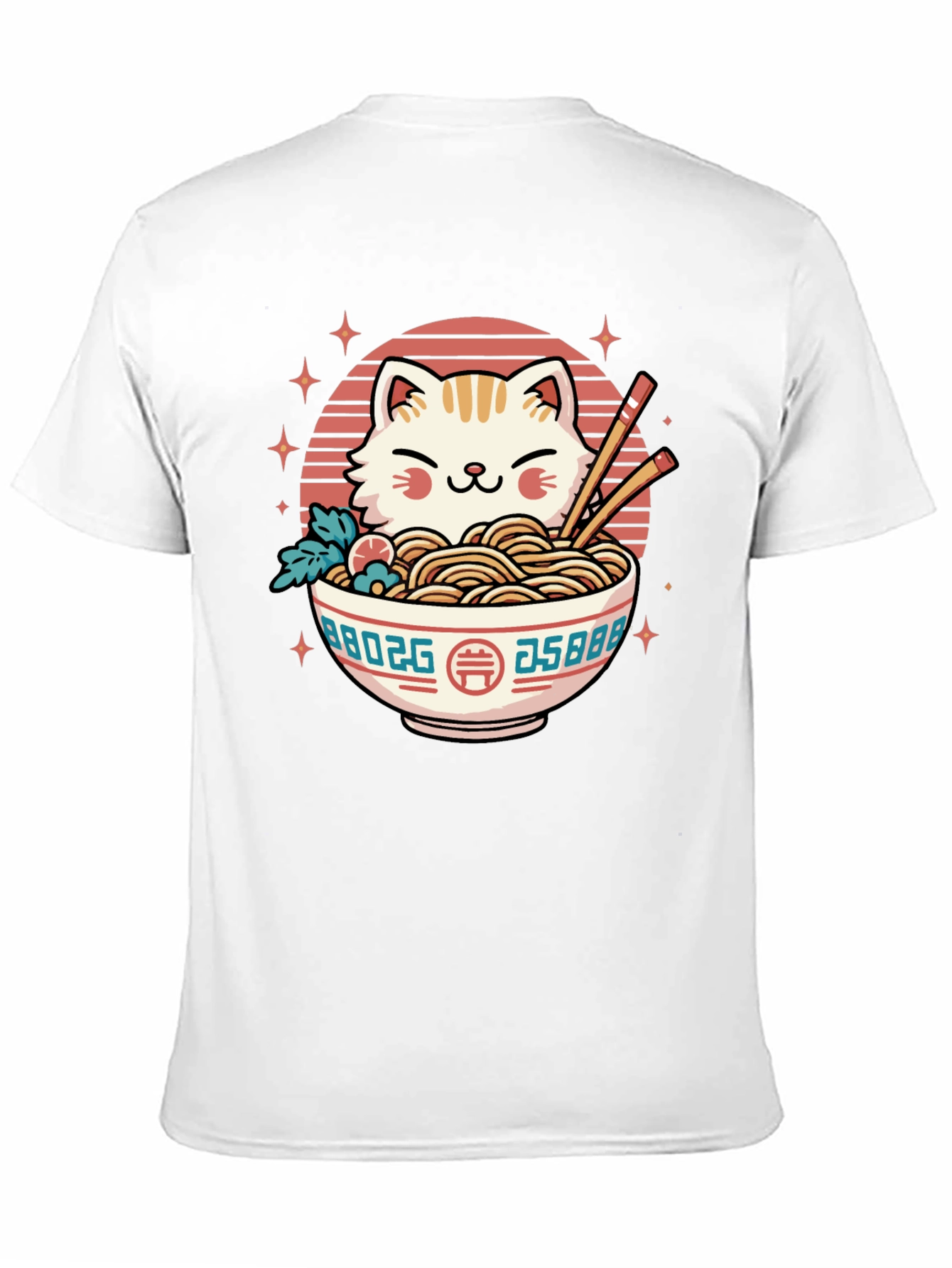 Cat Ramen Bowl Black T-Shirt