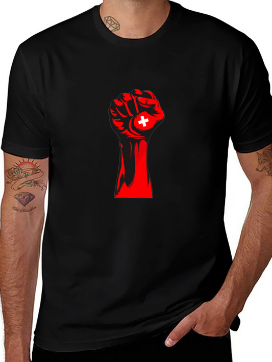 Red Fist Switzerland Flag Graphic Tee