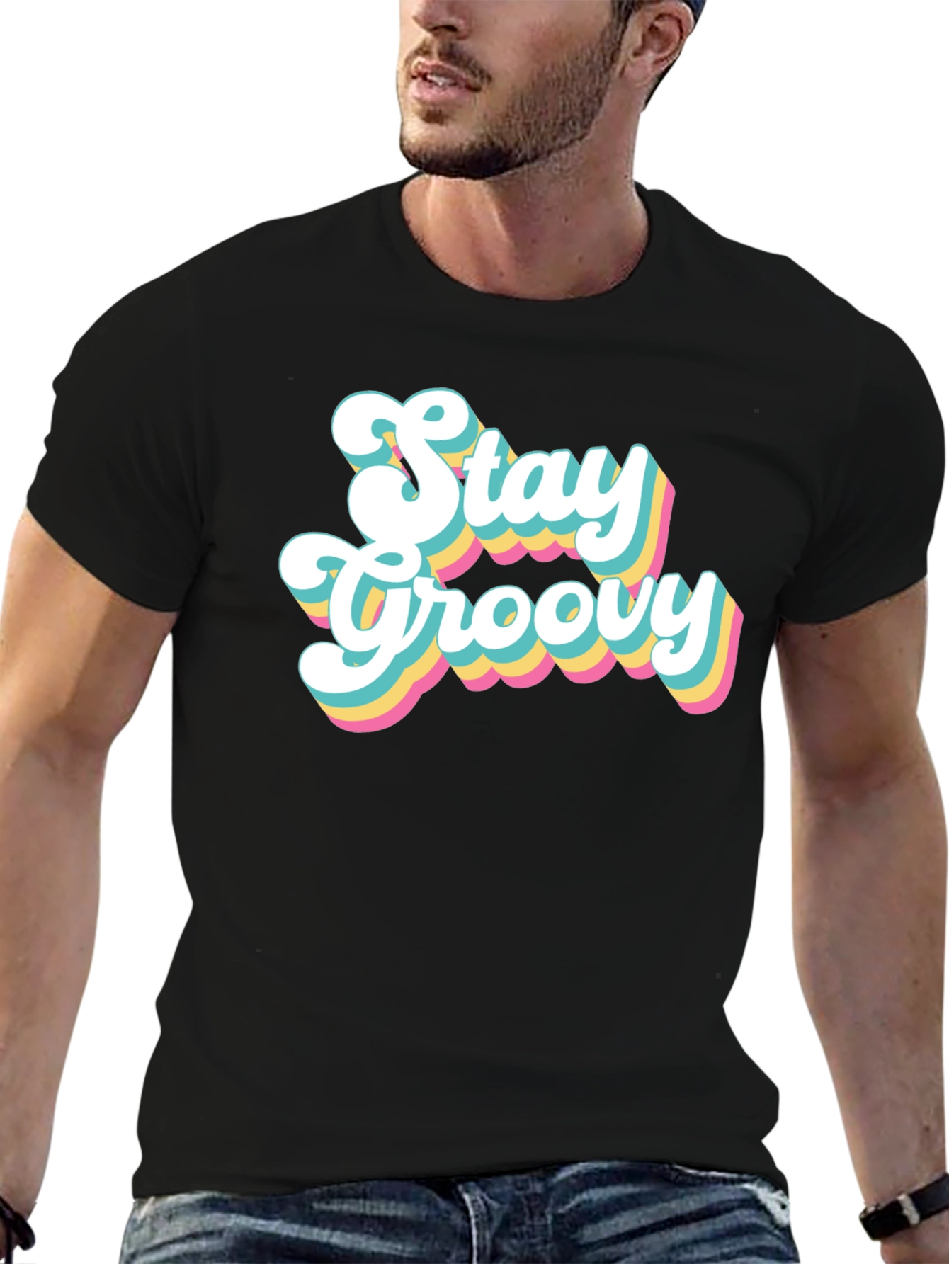 Stay Groovy Retro T-Shirt - Black