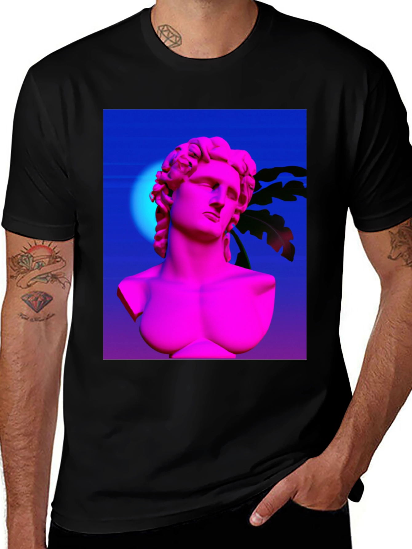 Vaporwave Statue Graphic Tee - Trendy Aesthetic Shirt
