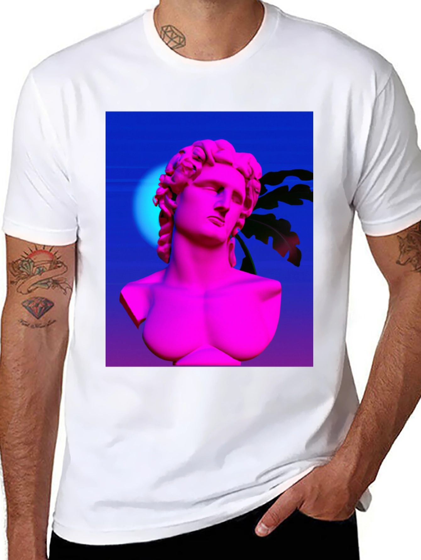 Vaporwave Statue Graphic Tee - Trendy Aesthetic Shirt