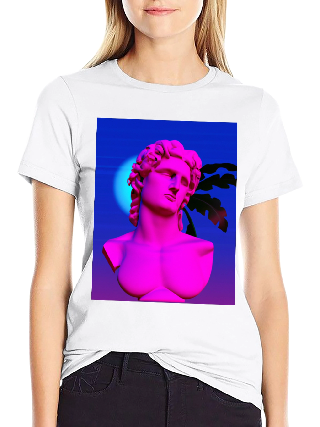 Vaporwave Statue Graphic Tee - Trendy Aesthetic Shirt