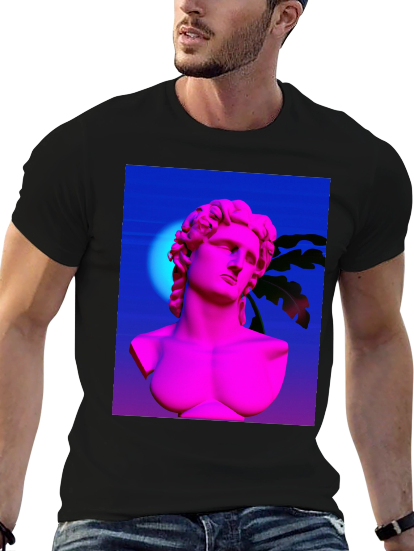 Vaporwave Statue Graphic Tee - Trendy Aesthetic Shirt