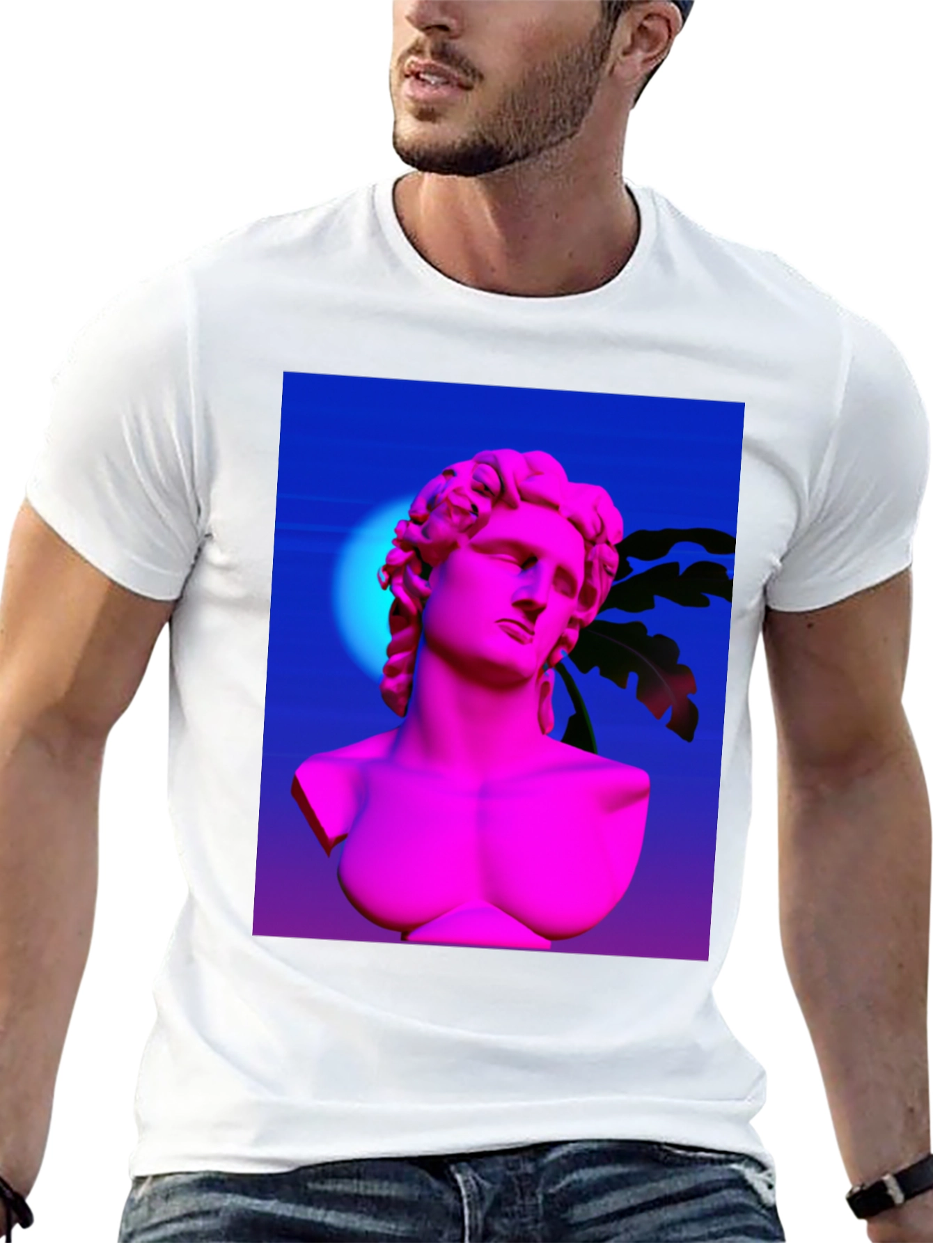 Vaporwave Statue Graphic Tee - Trendy Aesthetic Shirt