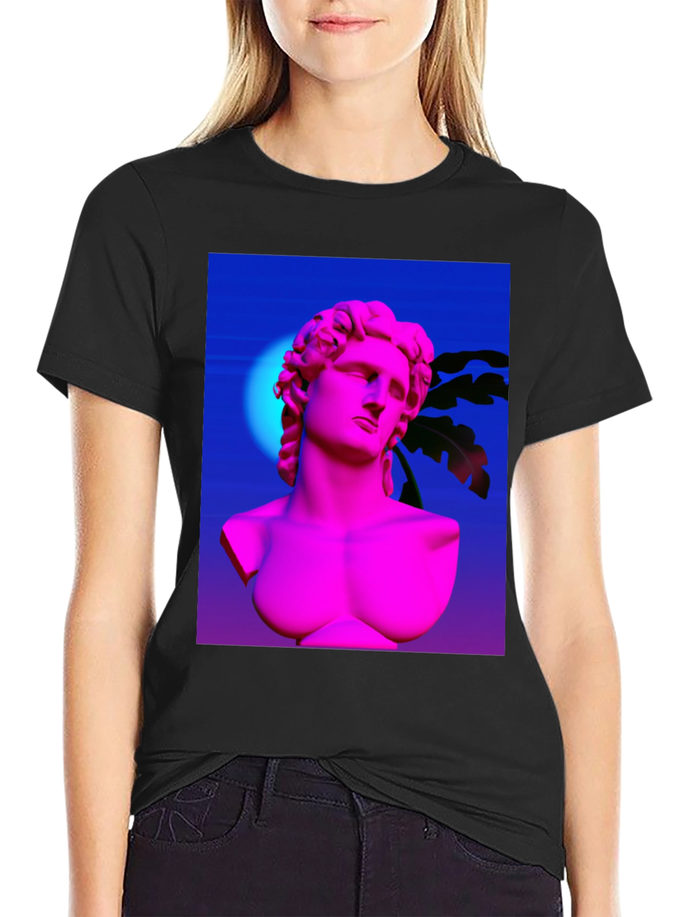 Vaporwave Statue Graphic Tee - Trendy Aesthetic Shirt