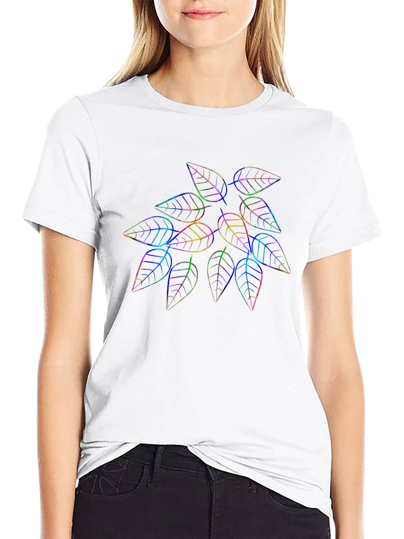 Rainbow Leaf Graphic Tee - Stylish & Unique