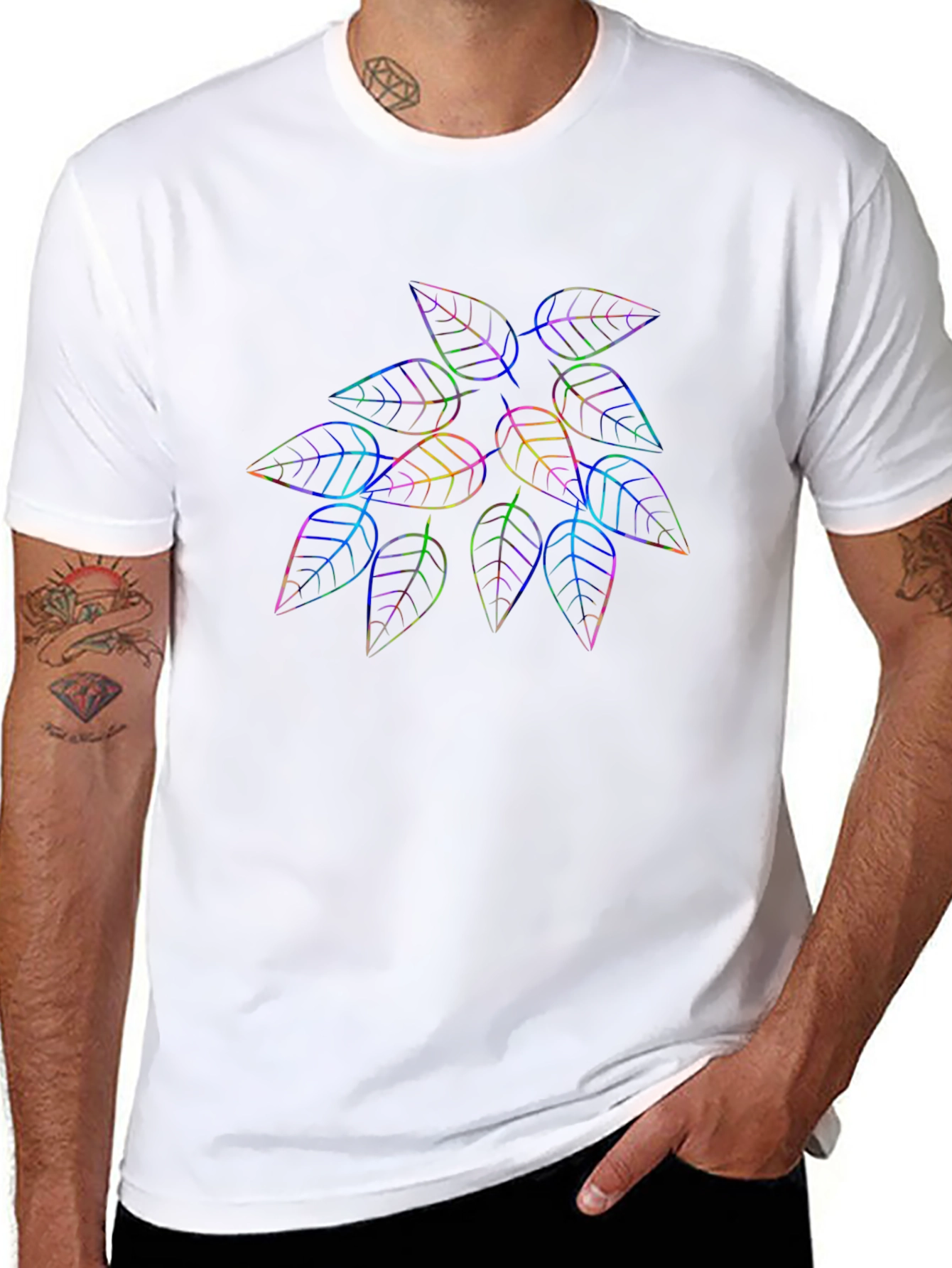 Rainbow Leaf Graphic Tee - Stylish & Unique