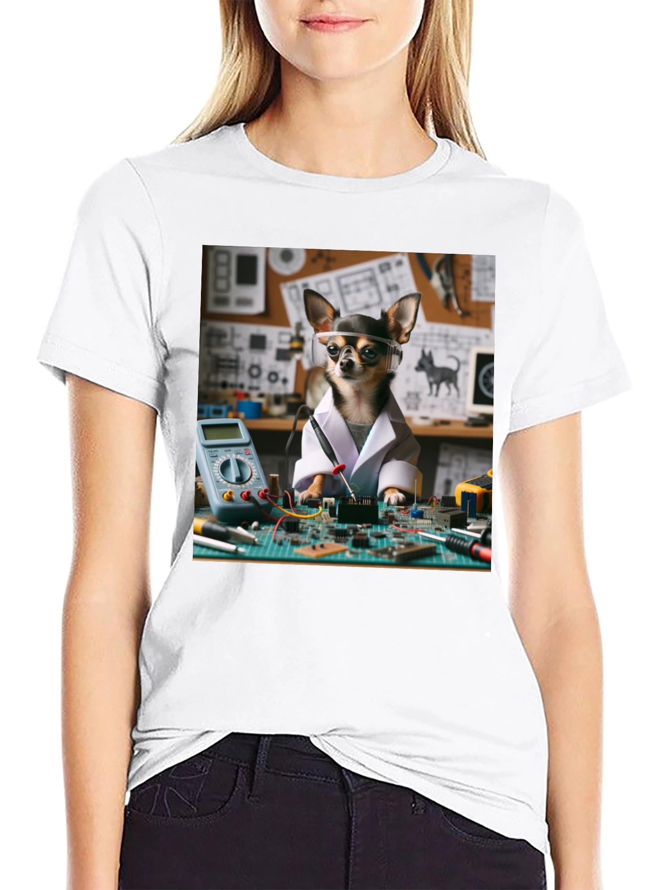 Engineer Chihuahua T-Shirt - Circuit Board Design