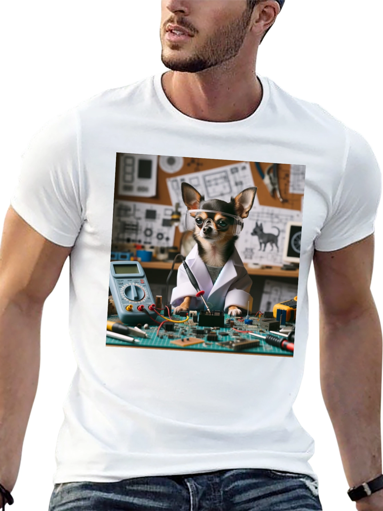 Engineer Chihuahua T-Shirt - Circuit Board Design