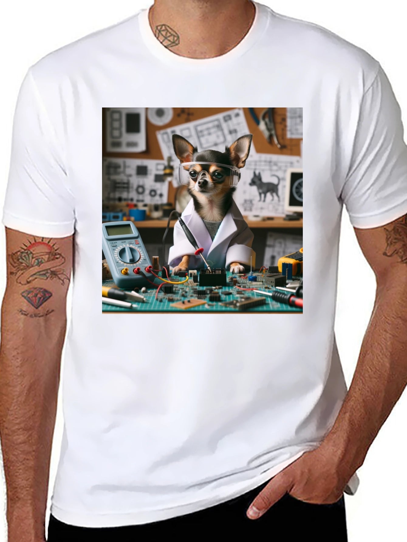 Engineer Chihuahua T-Shirt - Circuit Board Design