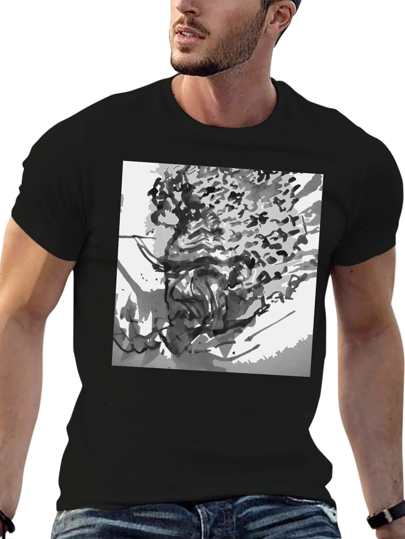 Abstract Art Black Cotton T-Shirt
