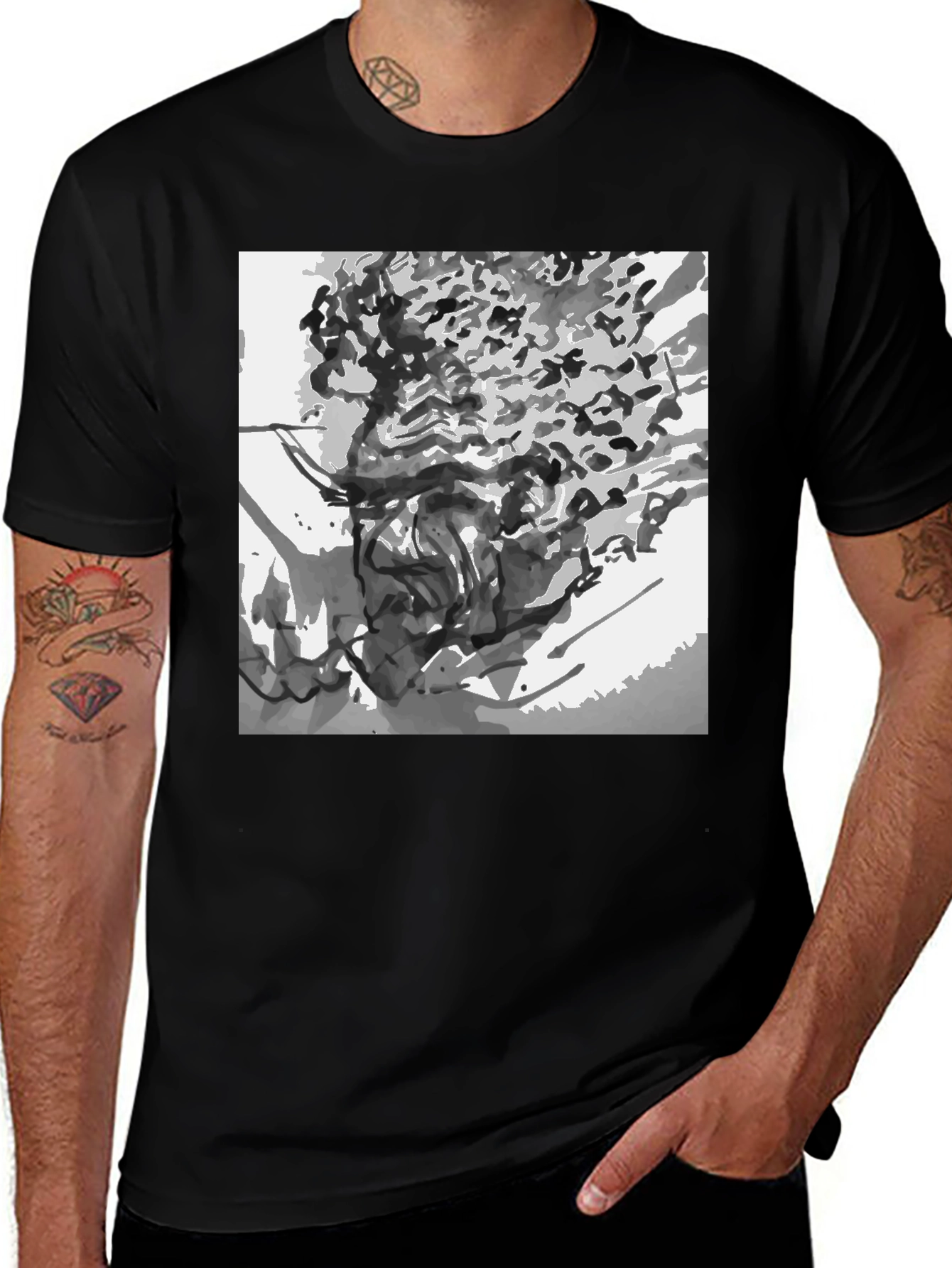 Abstract Art Black Cotton T-Shirt