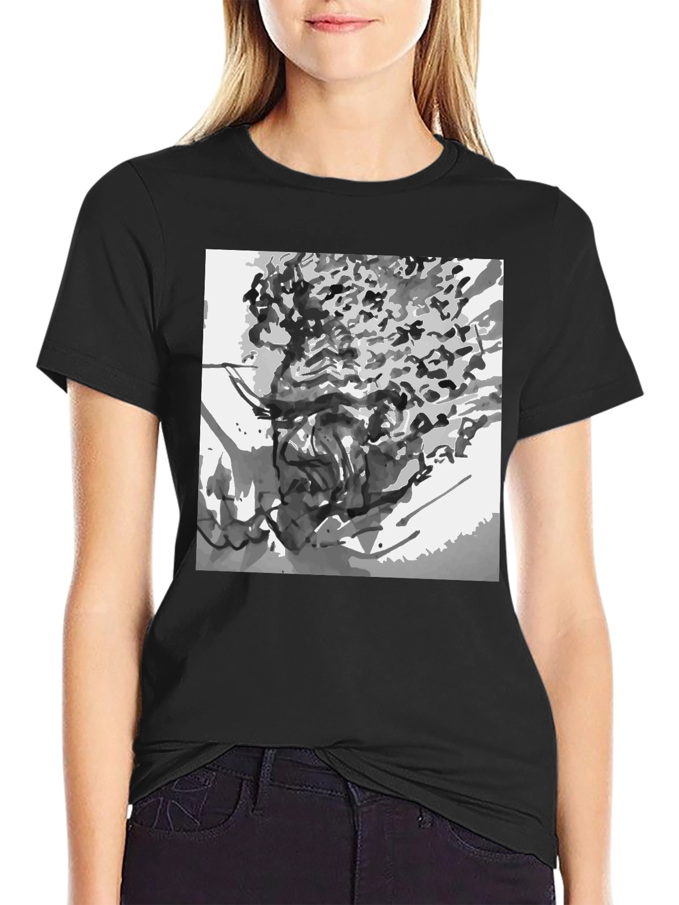Abstract Art Black Cotton T-Shirt