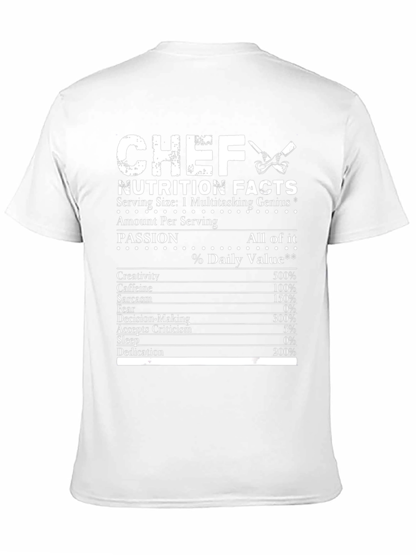 Chef Nutrition Facts T-Shirt Multitasking Genius Tee