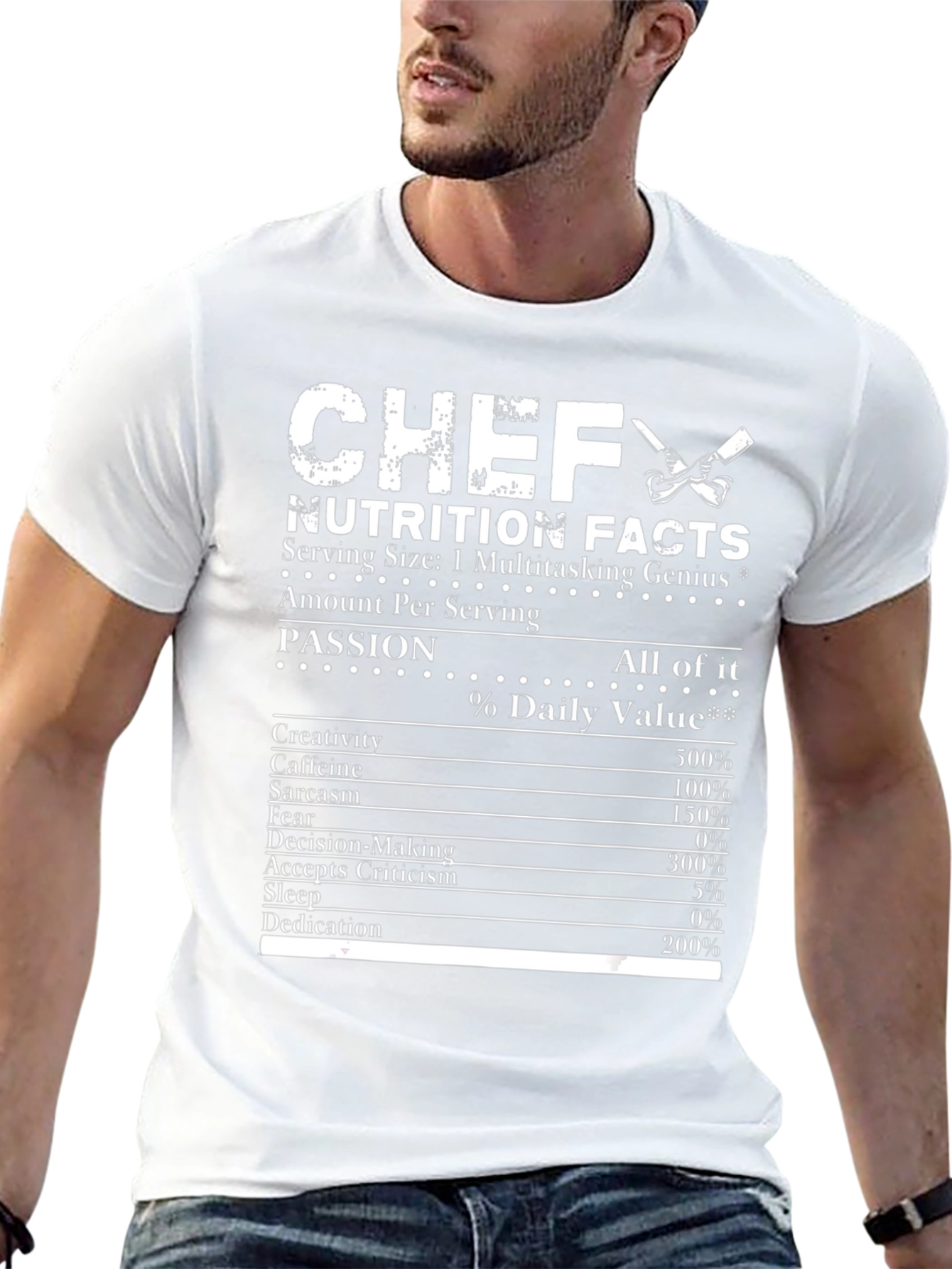 Chef Nutrition Facts T-Shirt Multitasking Genius Tee
