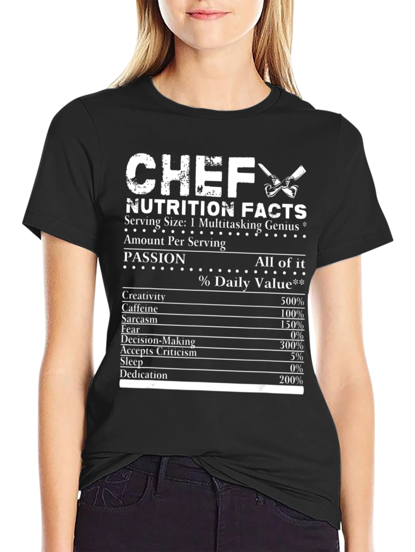 Chef Nutrition Facts T-Shirt Multitasking Genius Tee