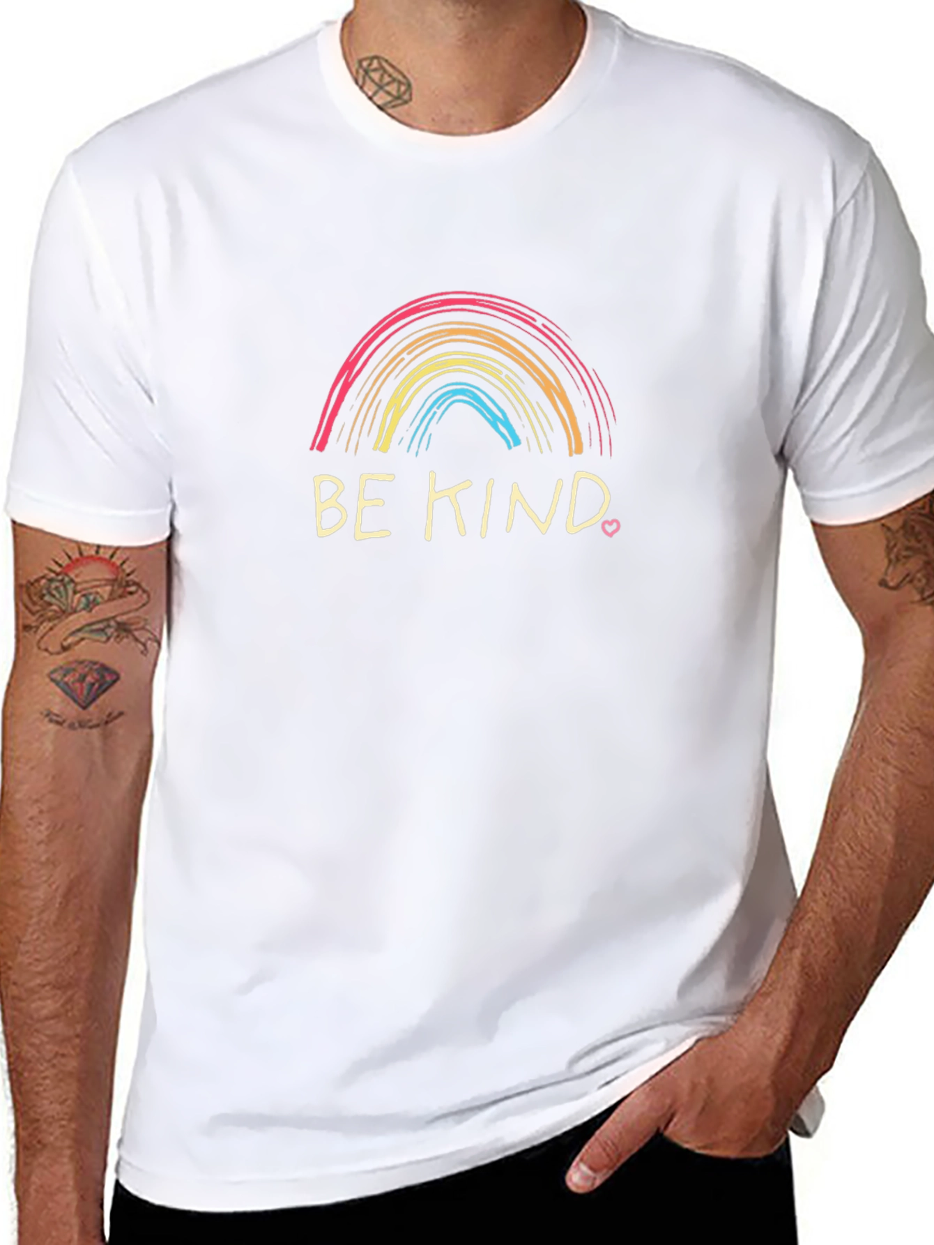 Be Kind Rainbow Graphic Tee - Positive Message Shirt