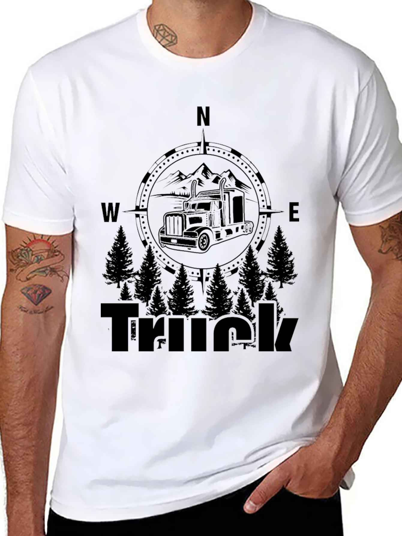 Truck Compass Graphic T-Shirt