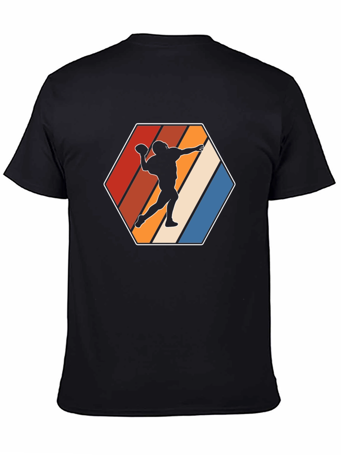 Retro Football Thrower Graphic Tee - Black