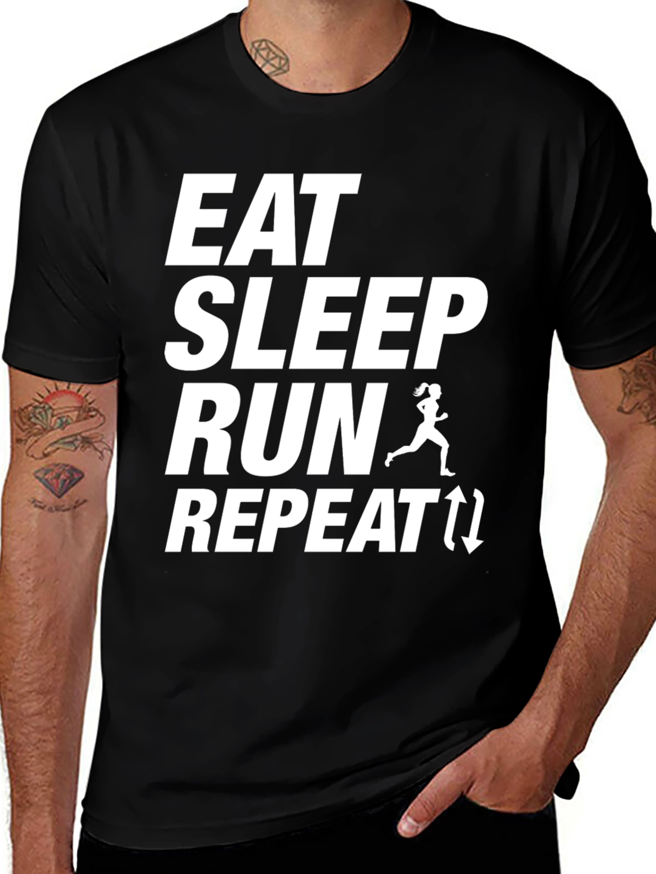 Eat Sleep Run Repeat T-Shirt - Fitness Apparel