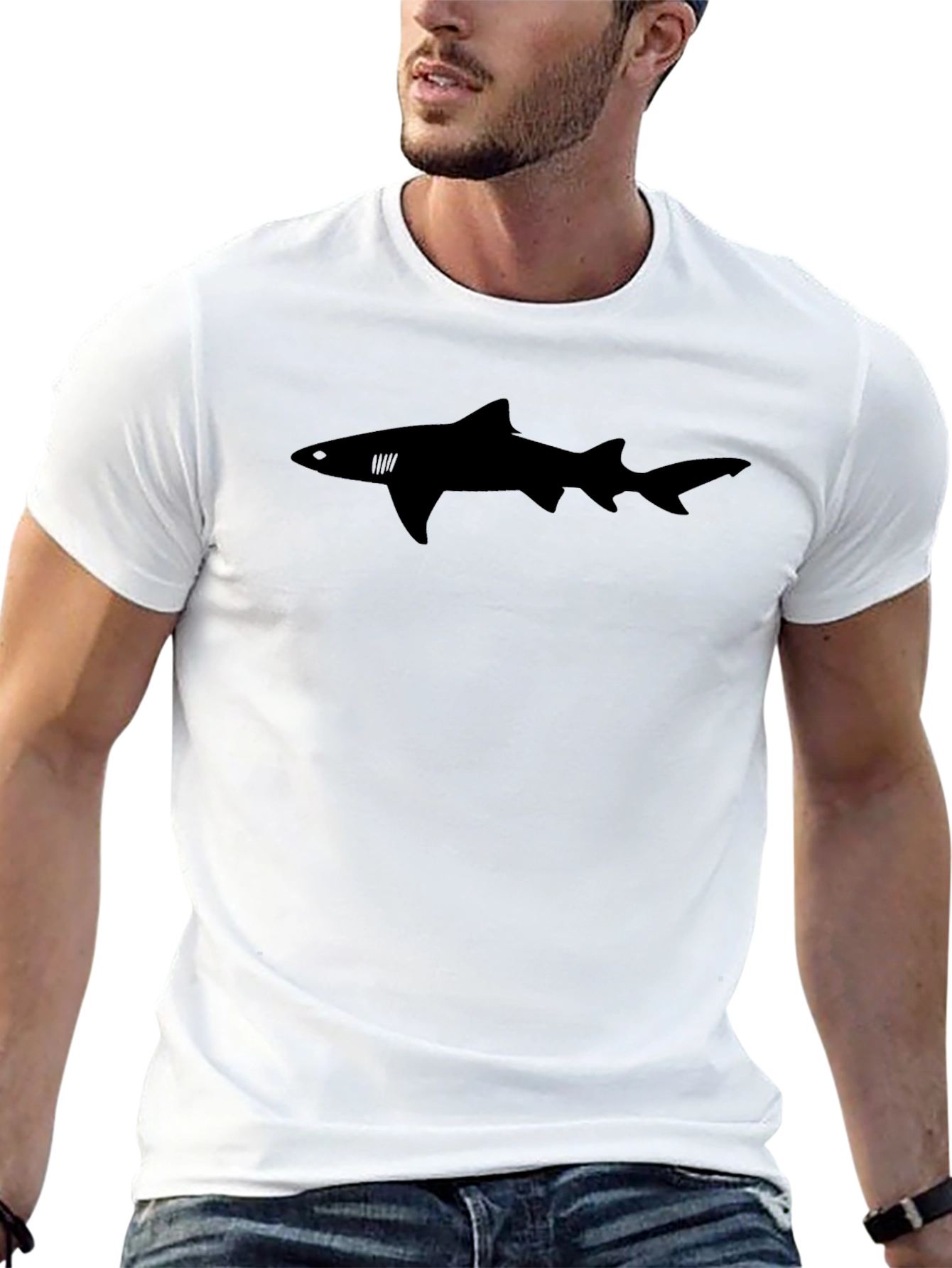 Black Shark Graphic Tee - Mens Casual Shirt