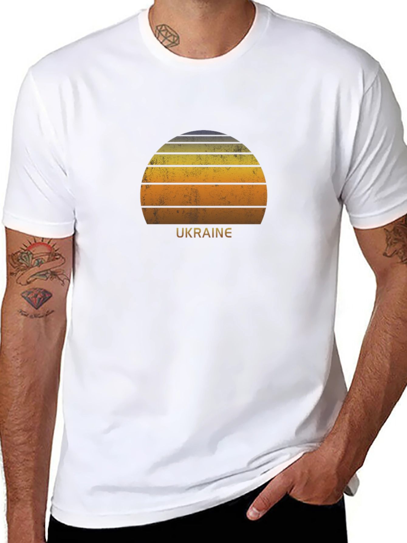 Ukraine Retro Sunset Graphic Tee - Stylish Black T-Shirt